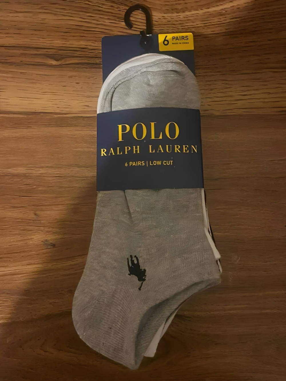 US 9 Ralph Lauren Men's Low Cut Socks - Light Gray,black & white